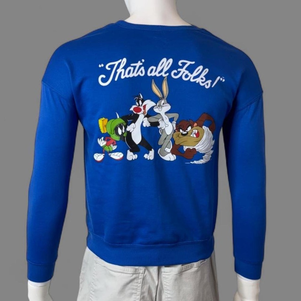 Looney Tunes That's All Folks Blue Graphic Sweatshirt Women's XS